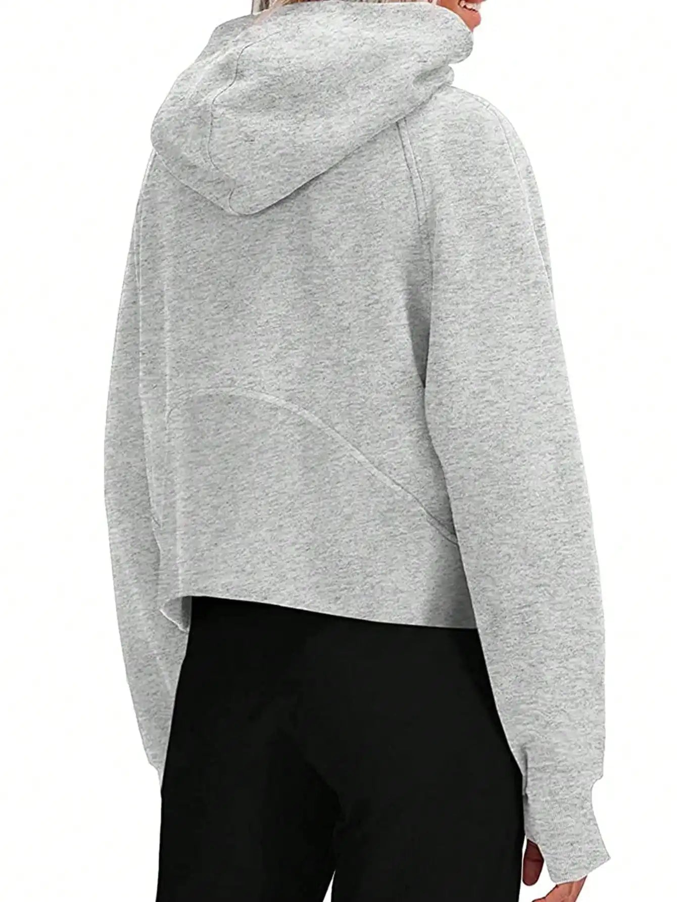 Fisoew Women's Zip Up Fleece Lined Crop Oversized Hoodie Streetwear