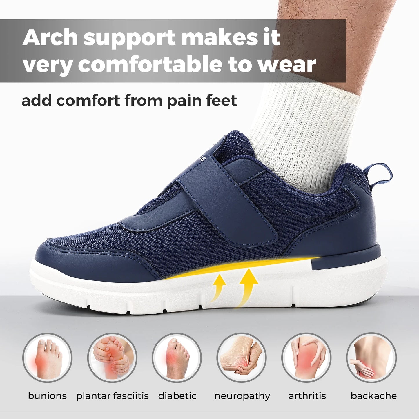 Fitville Men's Extra Wide Diabetic Shoes For Swollen Feet Relief