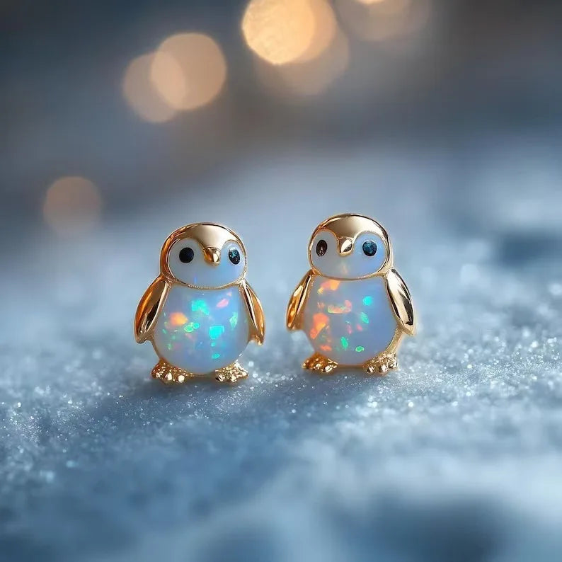 Penguin Stud Earrings For Women Cute Cartoon Animal Jewelry
