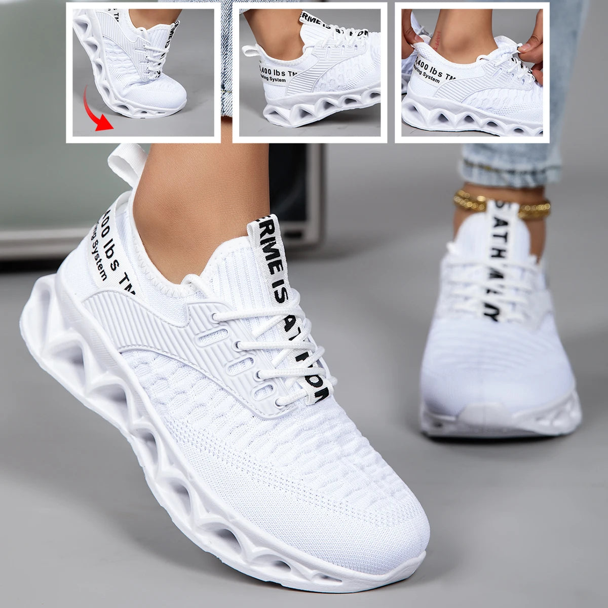 Women Breathable Knit Running Shoes Lightweight Non Slip Sneakers