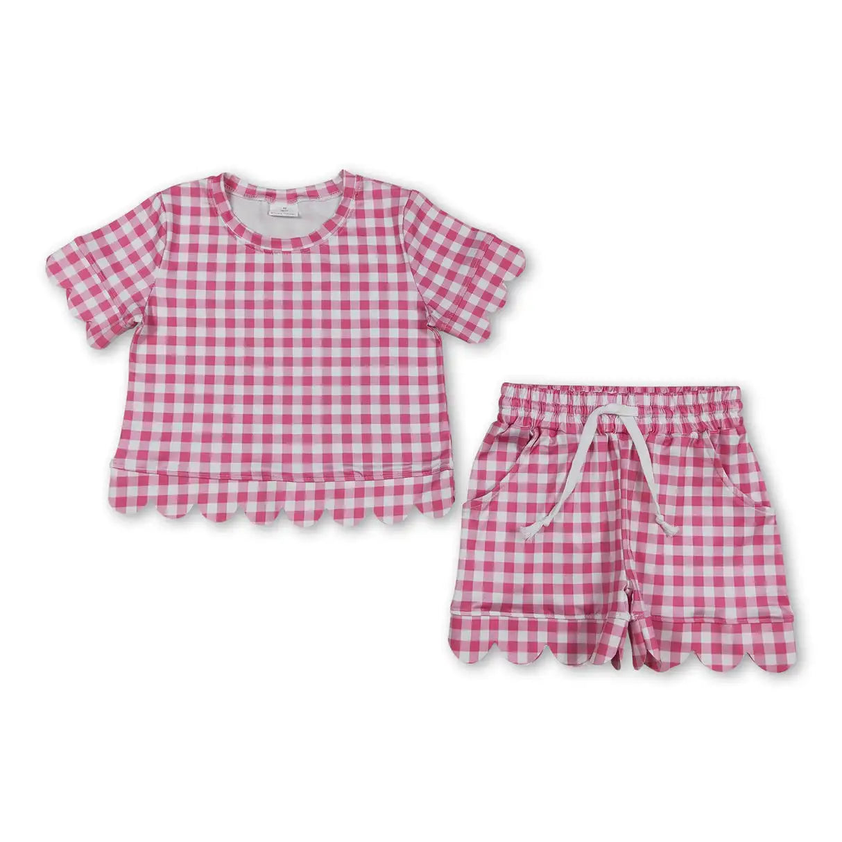 Girls Cotton Polyester Set With Short Sleeve Top And Pockets