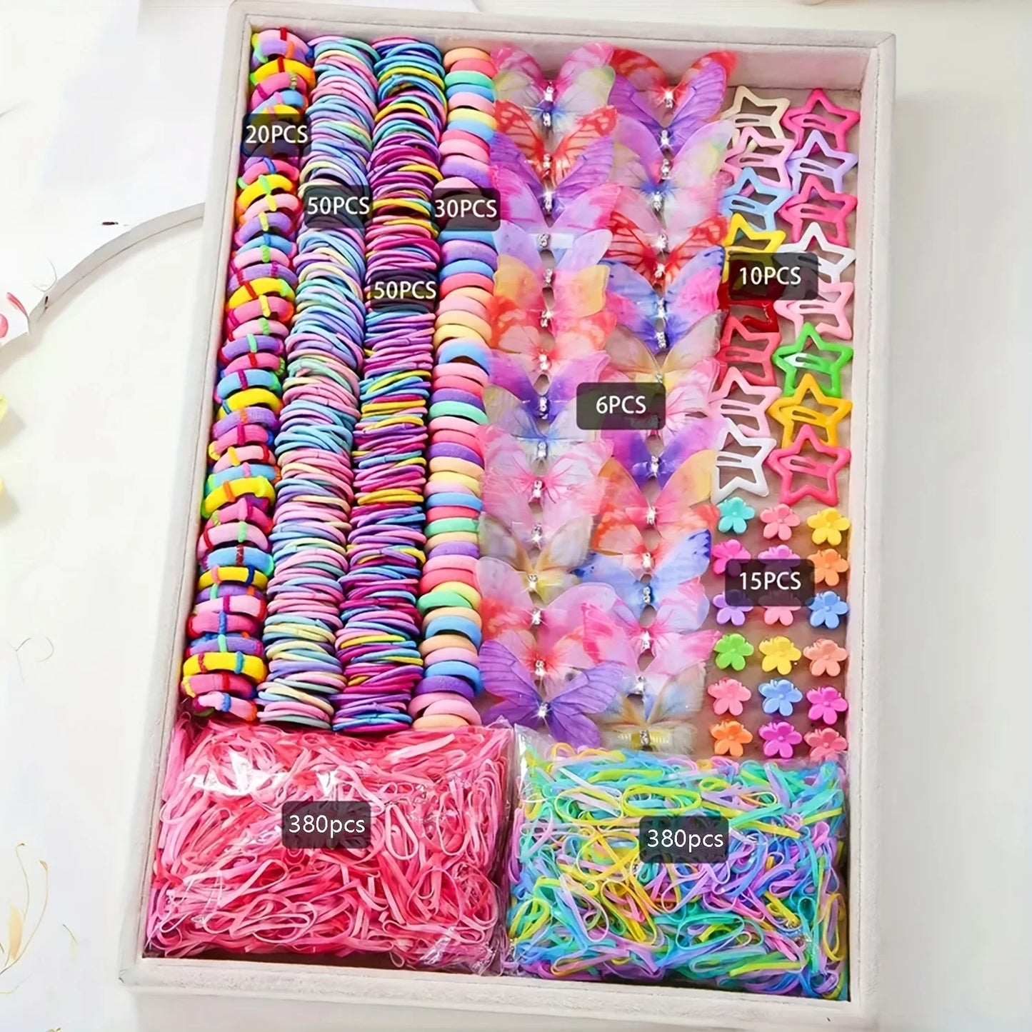 Girls Hair Accessories Set With Clips, Hair Ties, Flowers, Bow Headpieces