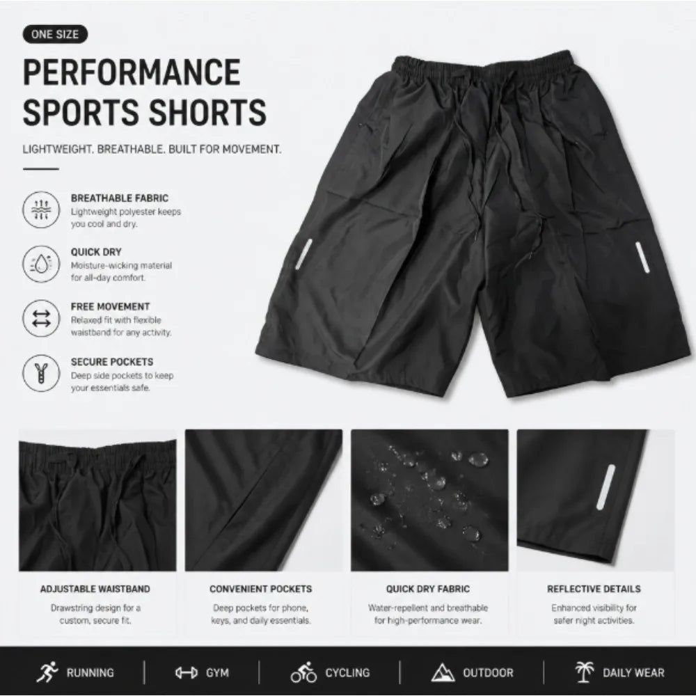 Polyester Quick Dry Mens Athletic Shorts With Zipper Pockets