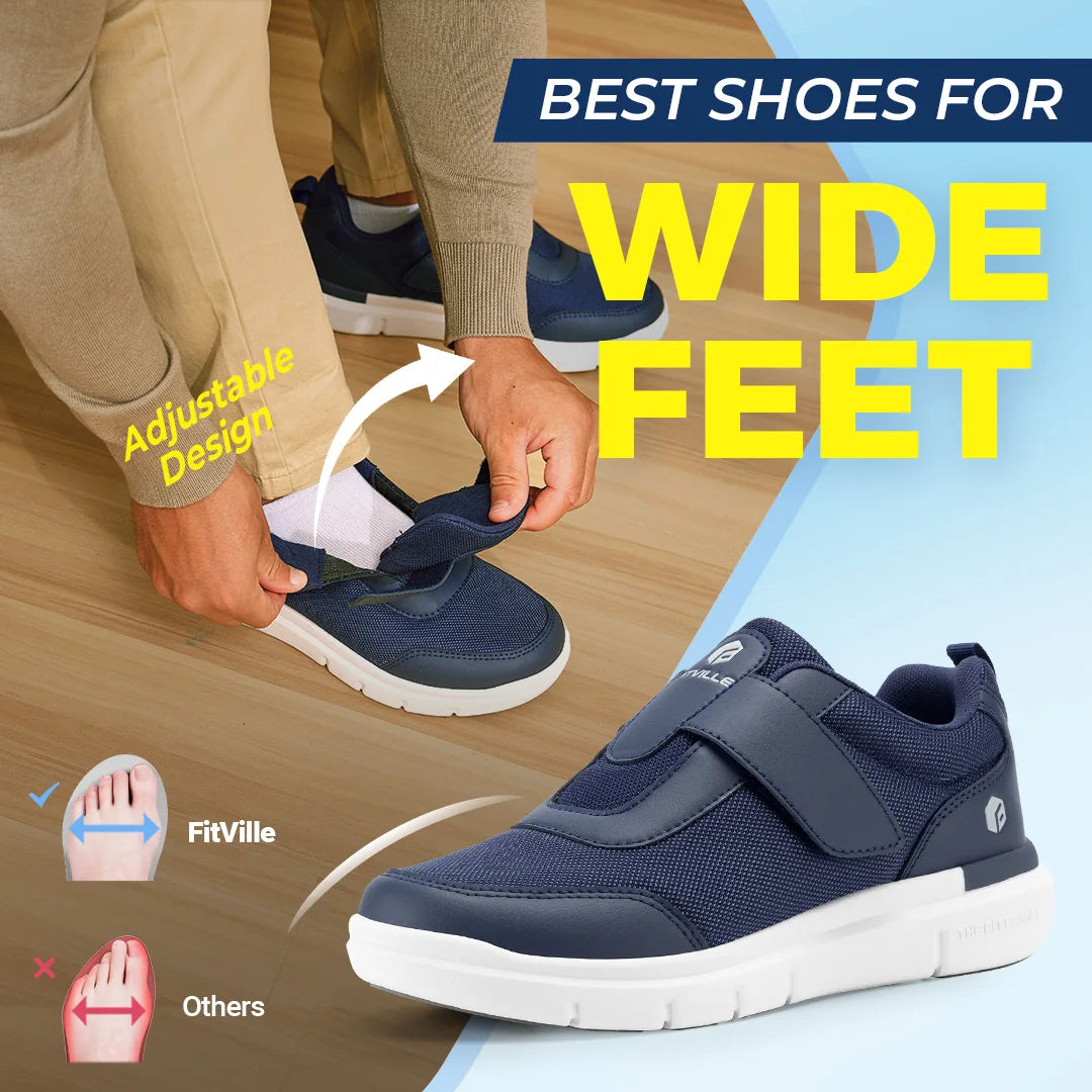 Fitville Men's Extra Wide Diabetic Shoes For Swollen Feet Relief
