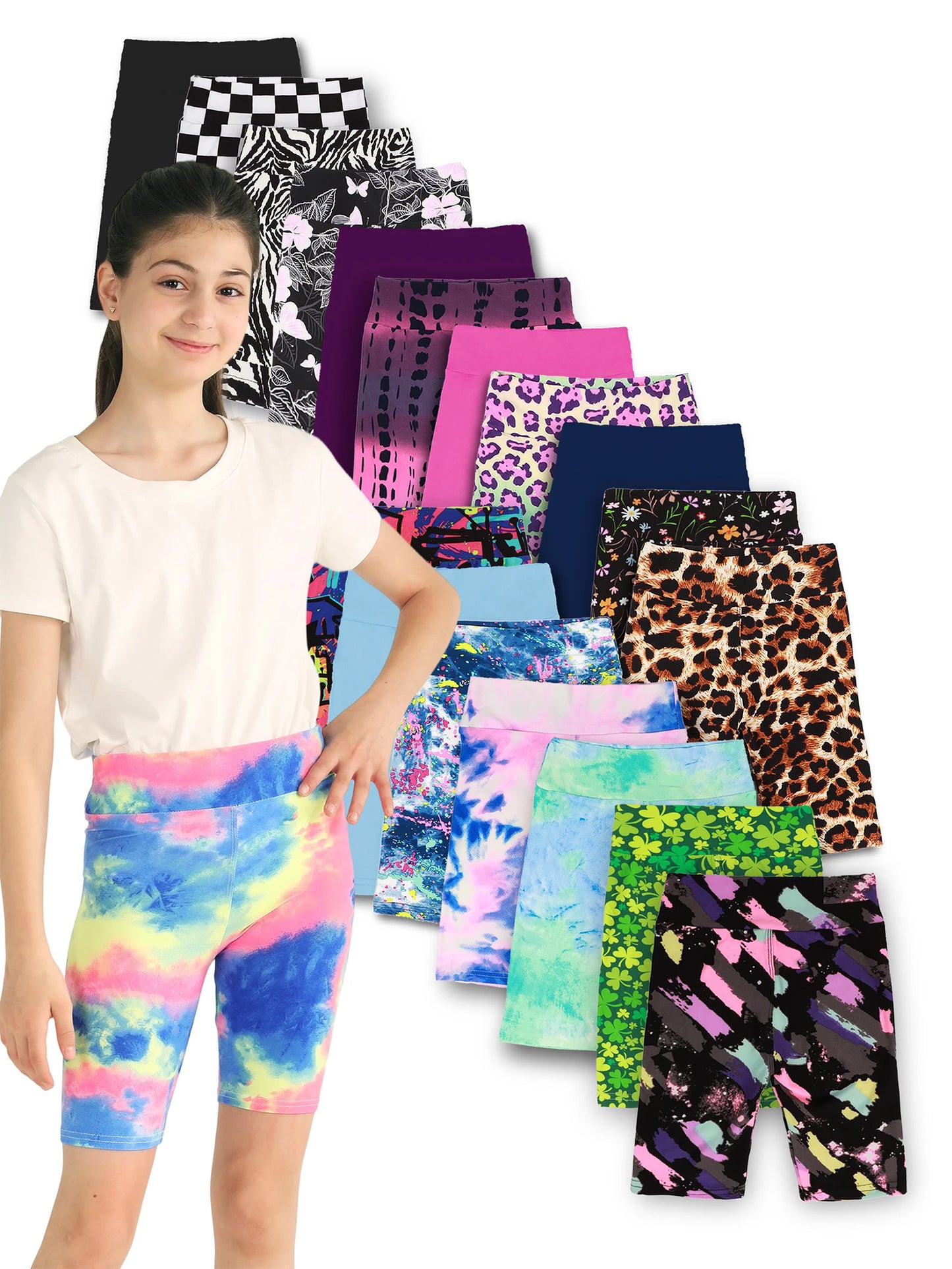 Girls Yoga Shorts 5 Pieces Set High Waist Bermuda Leggings For Dance