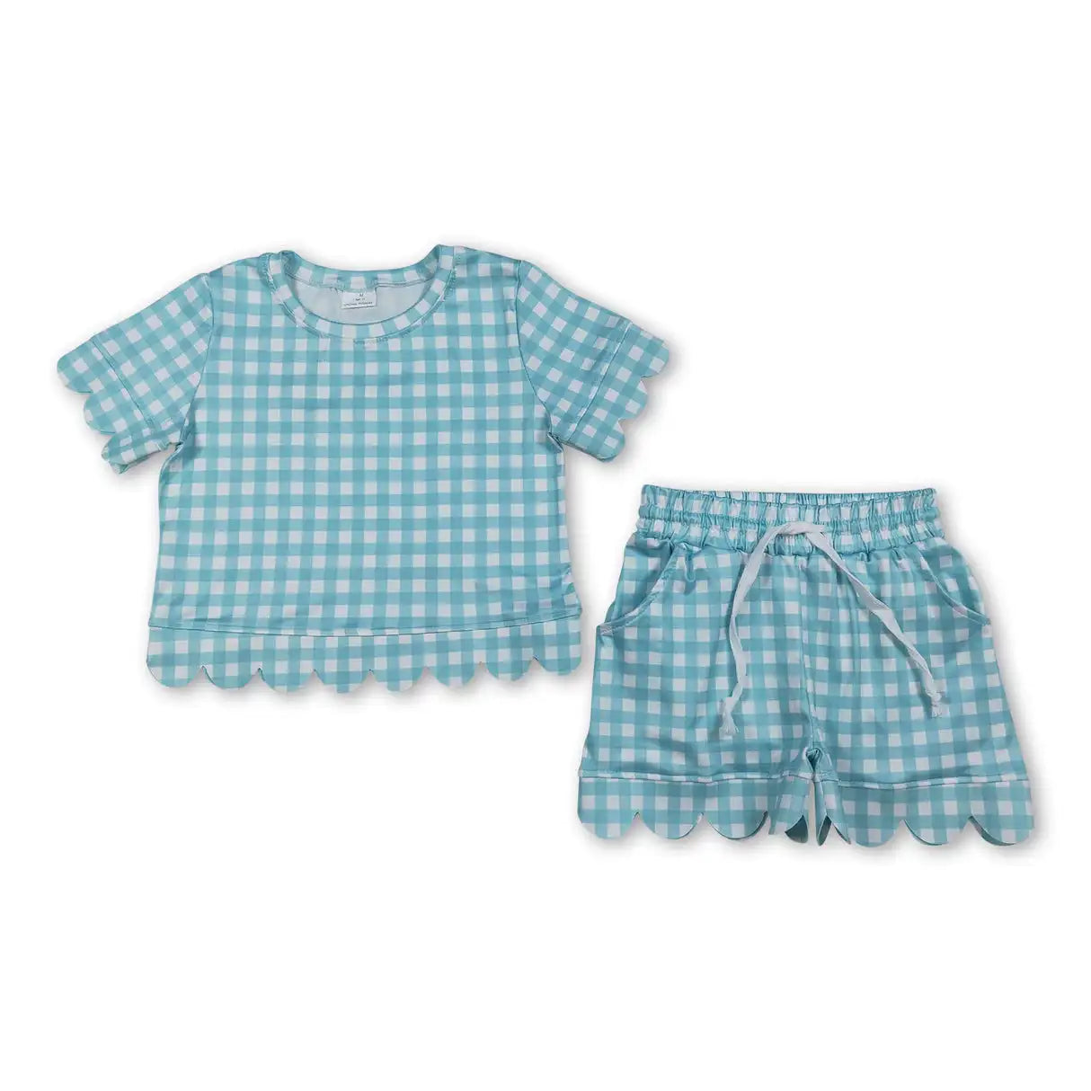 Girls Cotton Polyester Set With Short Sleeve Top And Pockets