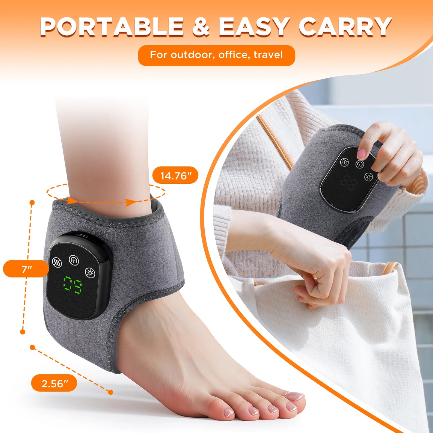 Hailicare Electric Ankle Brace With Heat And Vibration