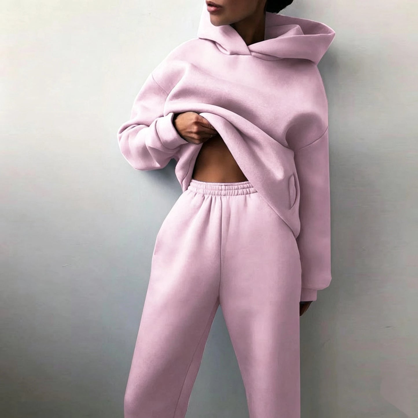 Women's Casual Hooded Sweatshirt And Jogger Set For Comfort