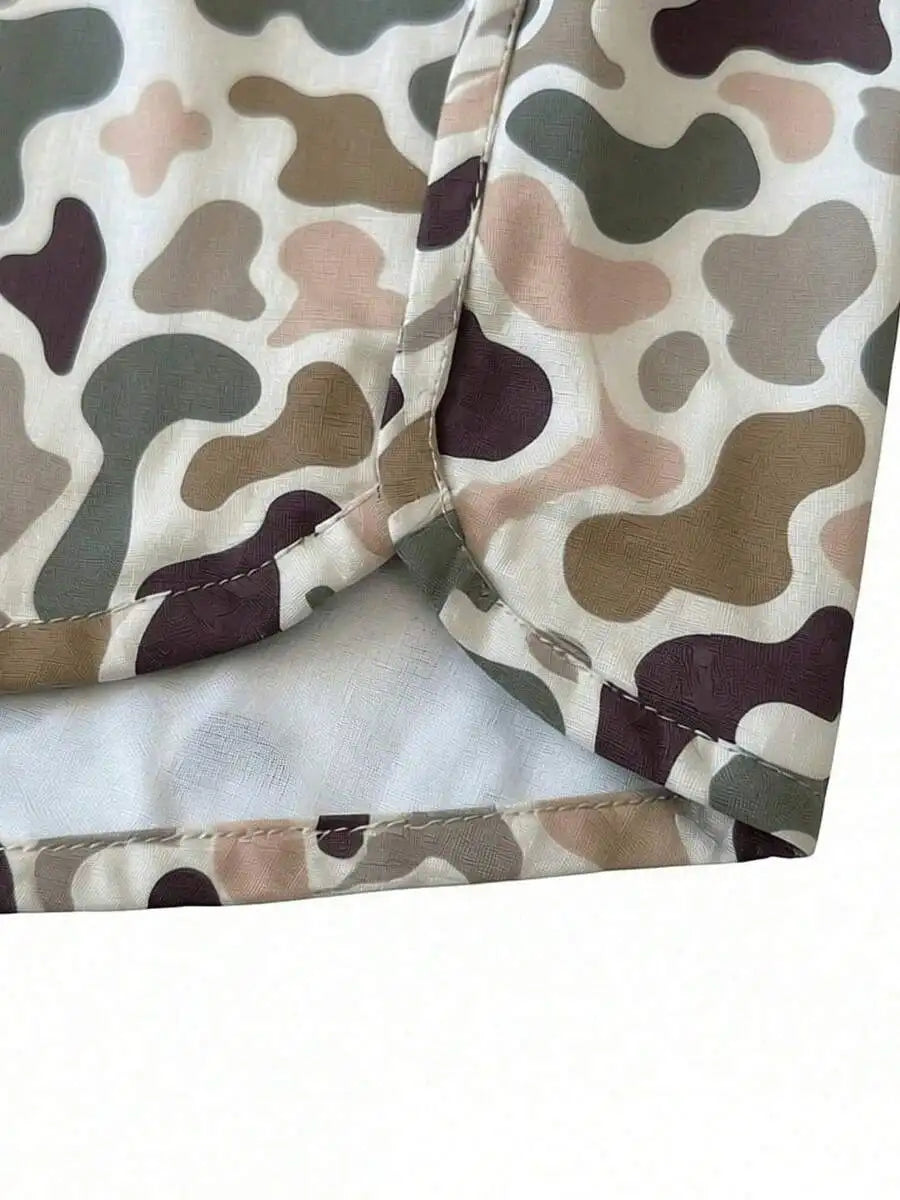 Womens Camouflage Casual Athletic Lounge Shorts Polyester