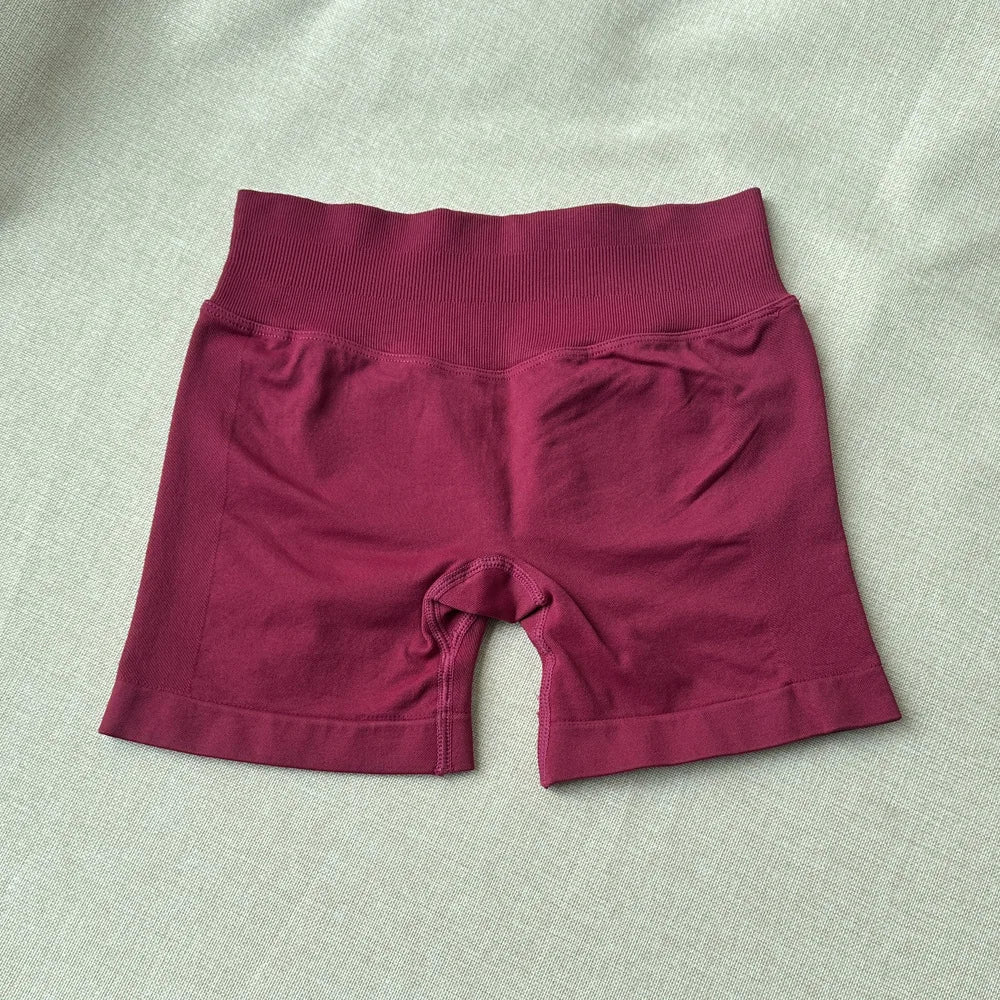 Seamless Yoga Shorts For Women Low Waist Triple Panel Waistband