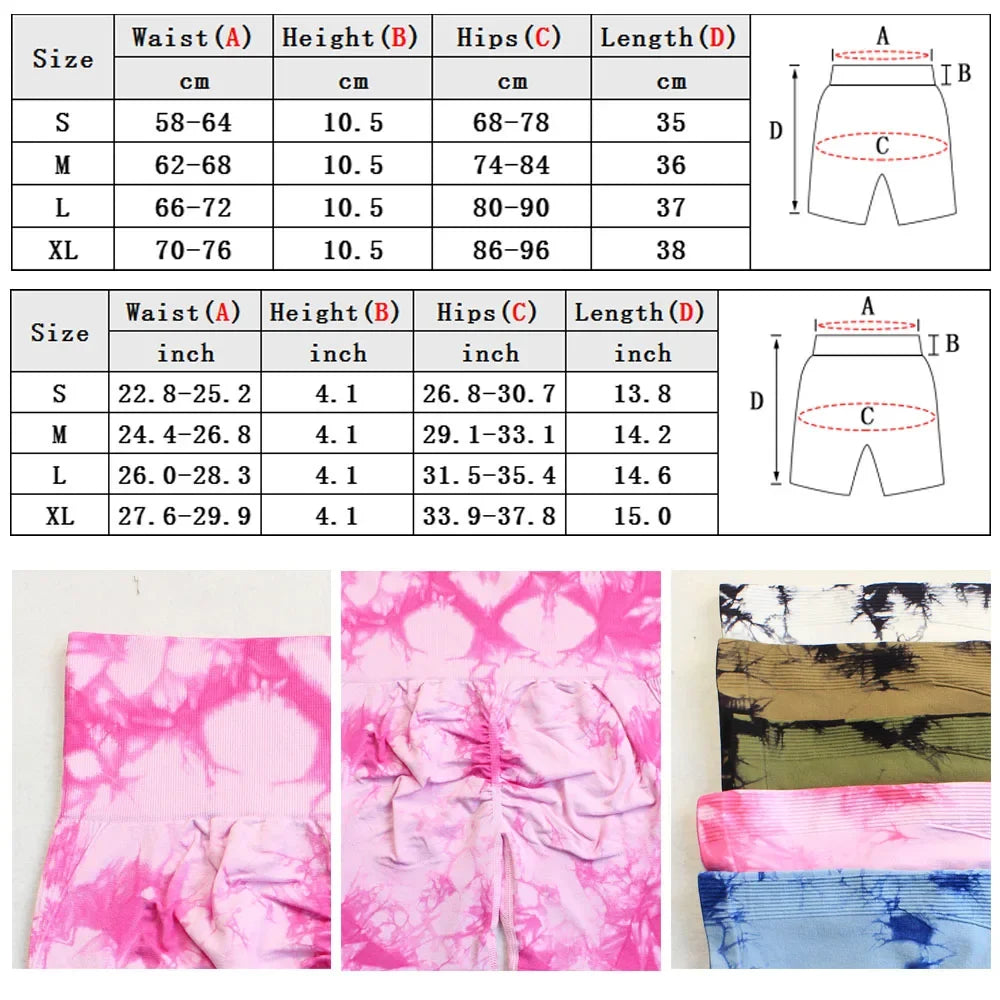 DUTRIEUX Tie-Dye Yoga Shorts for Women High Elastic Gym Workout