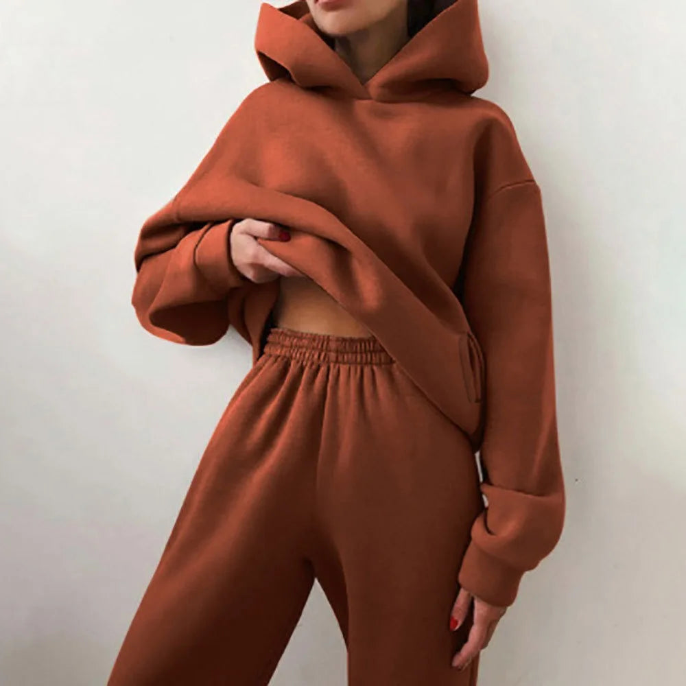 Women's Casual Hooded Sweatshirt And Jogger Set For Comfort