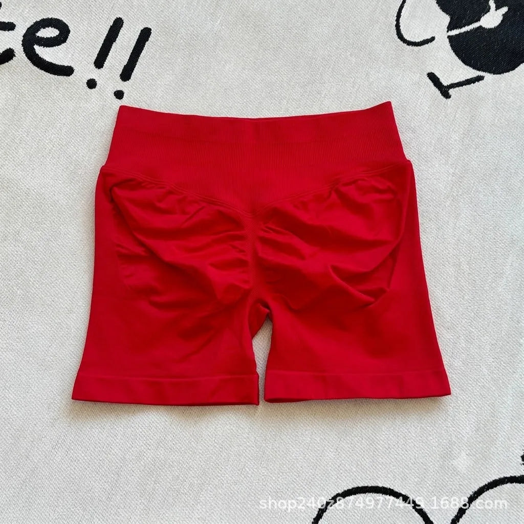 Seamless Yoga Shorts For Women Low Waist Triple Panel Waistband