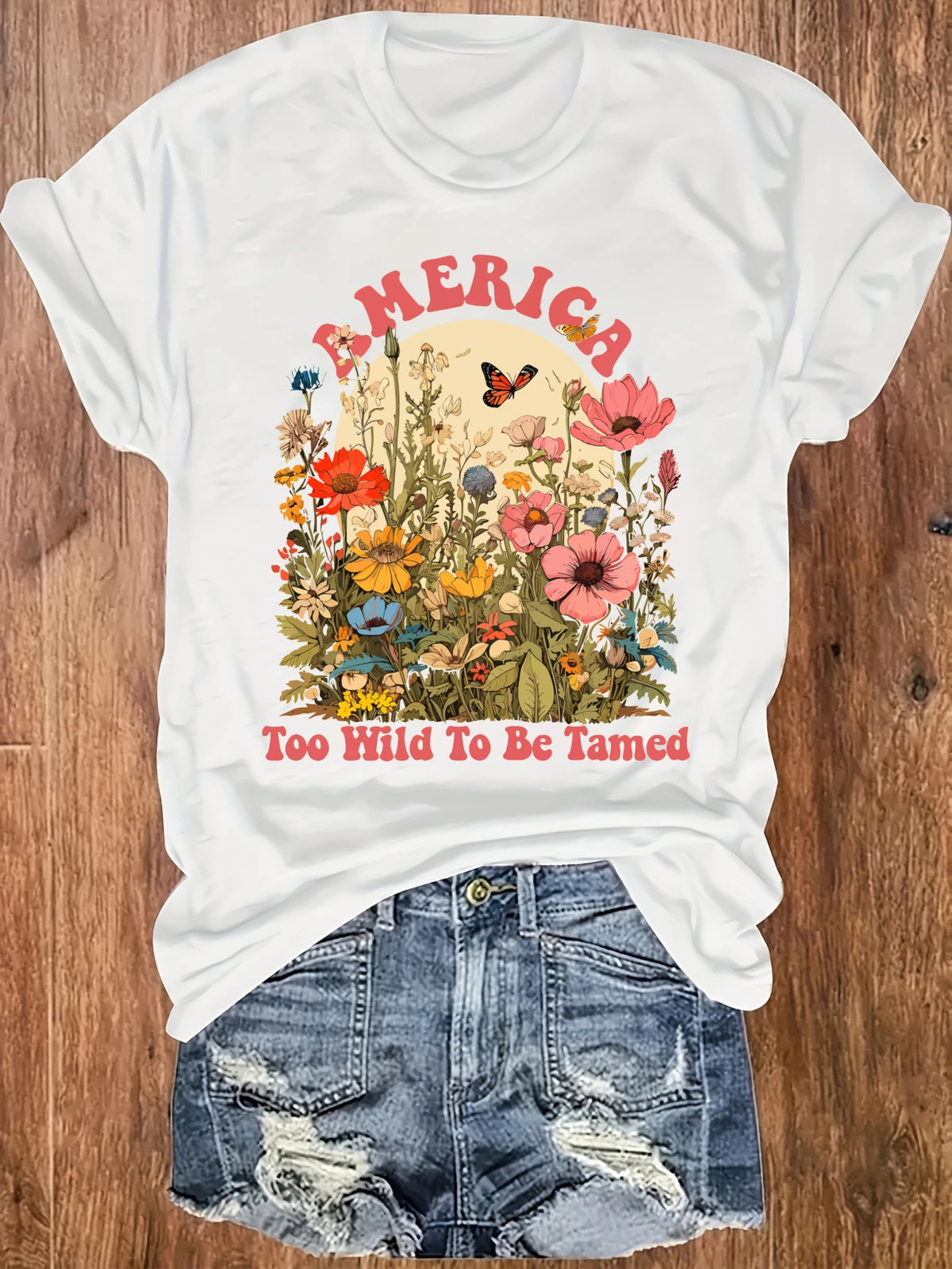 Womens Wildflower Butterfly Graphic Tank Top For Casual Wear