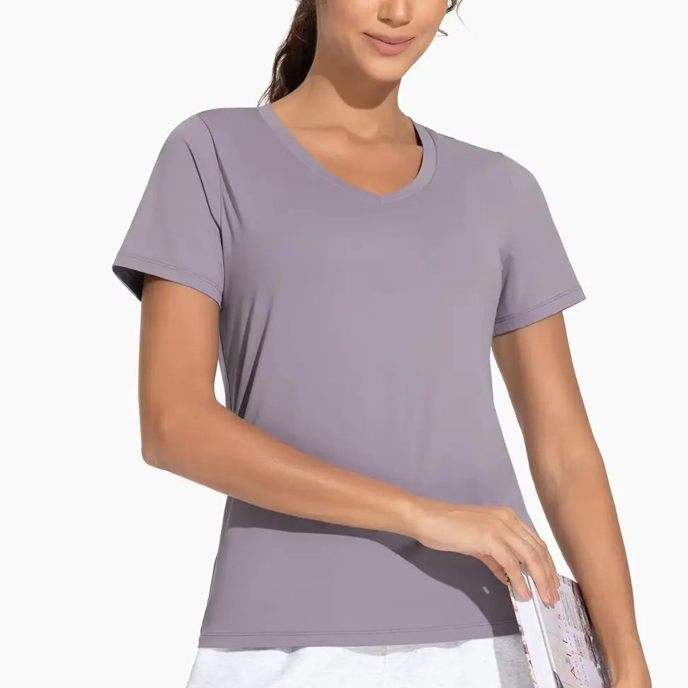 The Gym People Women Breathable V Neck Athletic Workout Shirt
