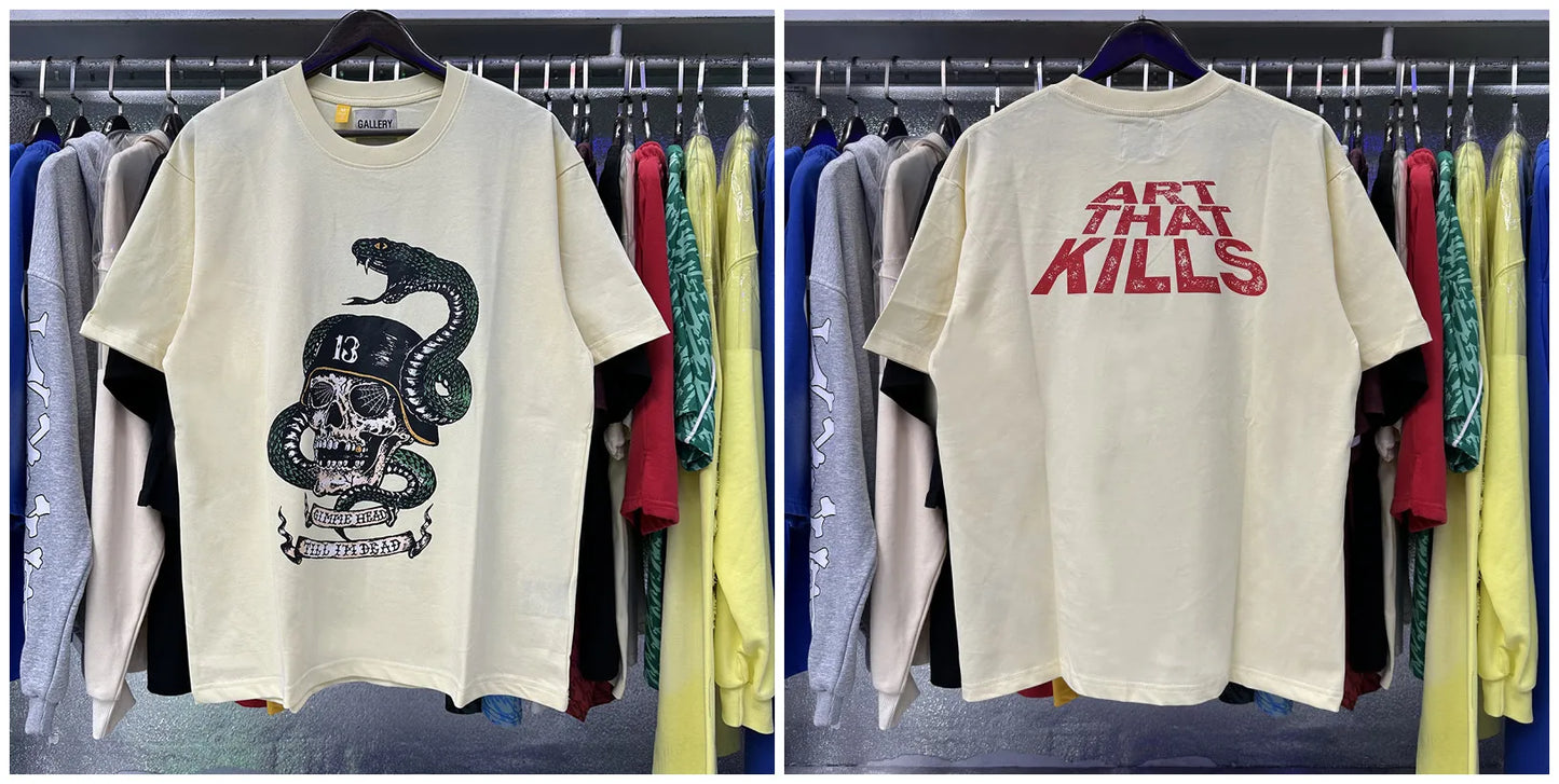 Vintage Washed Cotton Oversized Unisex Printed Streetwear Top