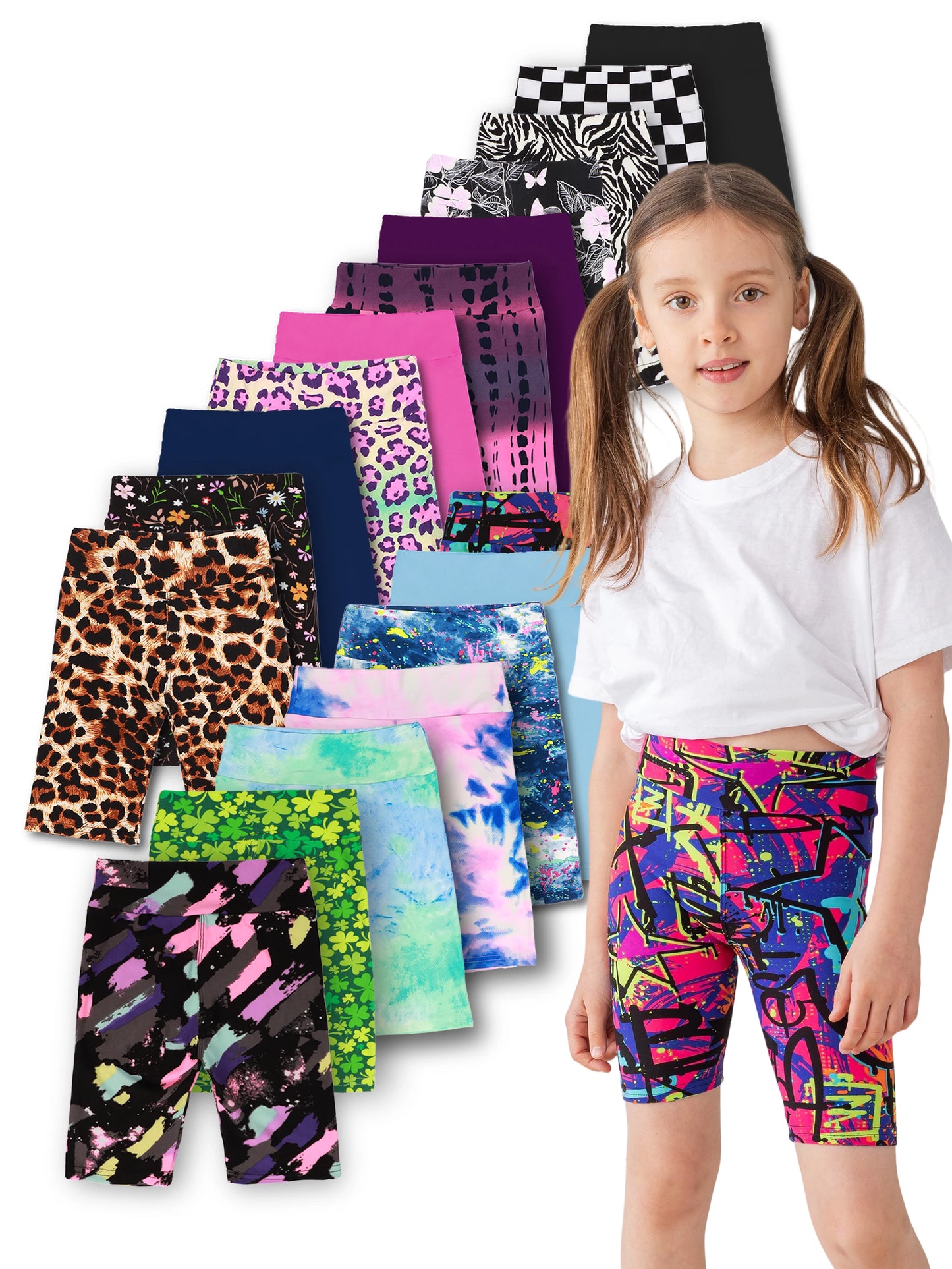 Girls Yoga Shorts 5 Pieces Set High Waist Bermuda Leggings For Dance