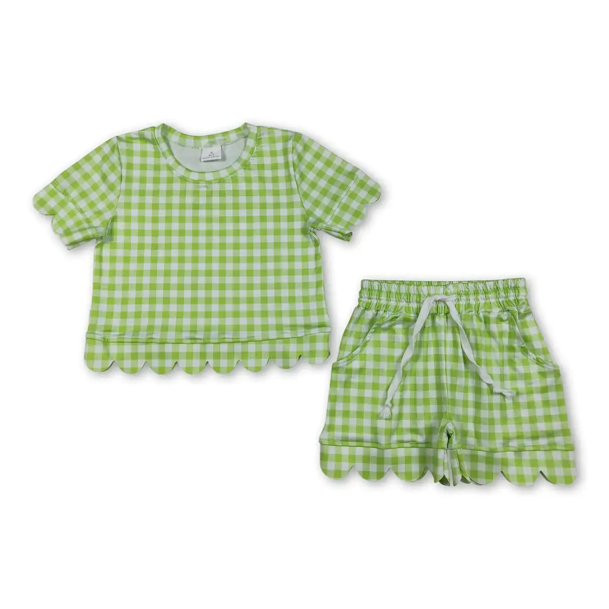 Girls Cotton Polyester Set With Short Sleeve Top And Pockets