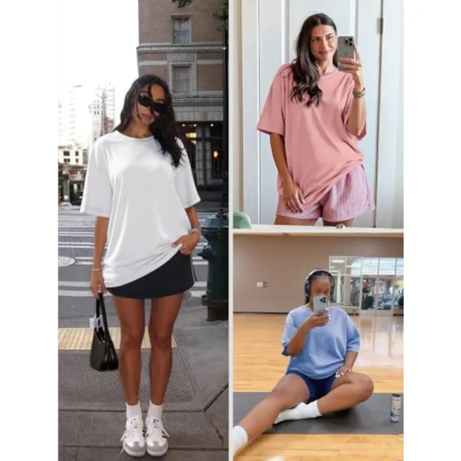 Casual Womens Oversized Tee Tops For Workout And Gym