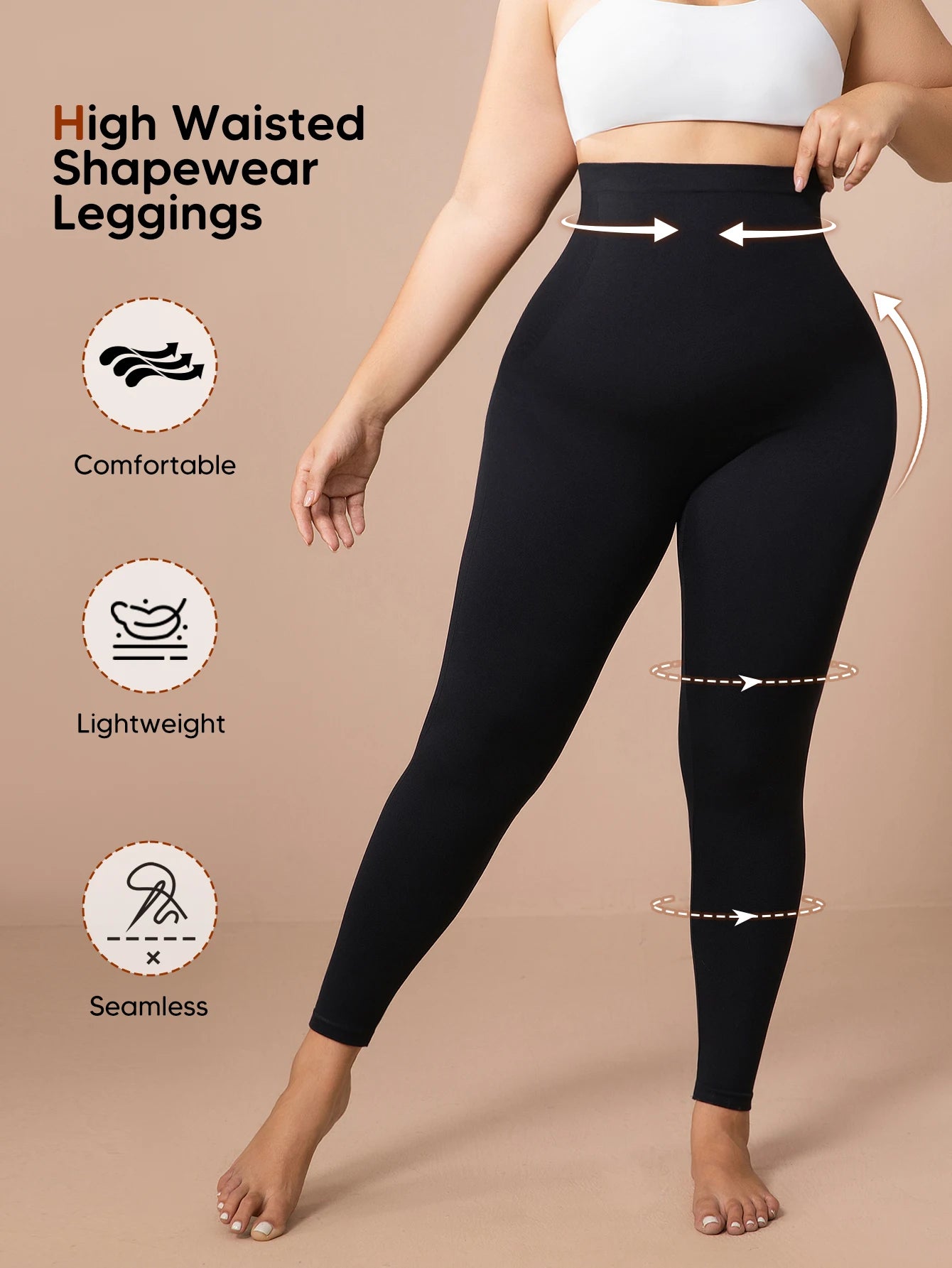 Suprenx Women High Waist Tummy Control Slimming Knit Leggings