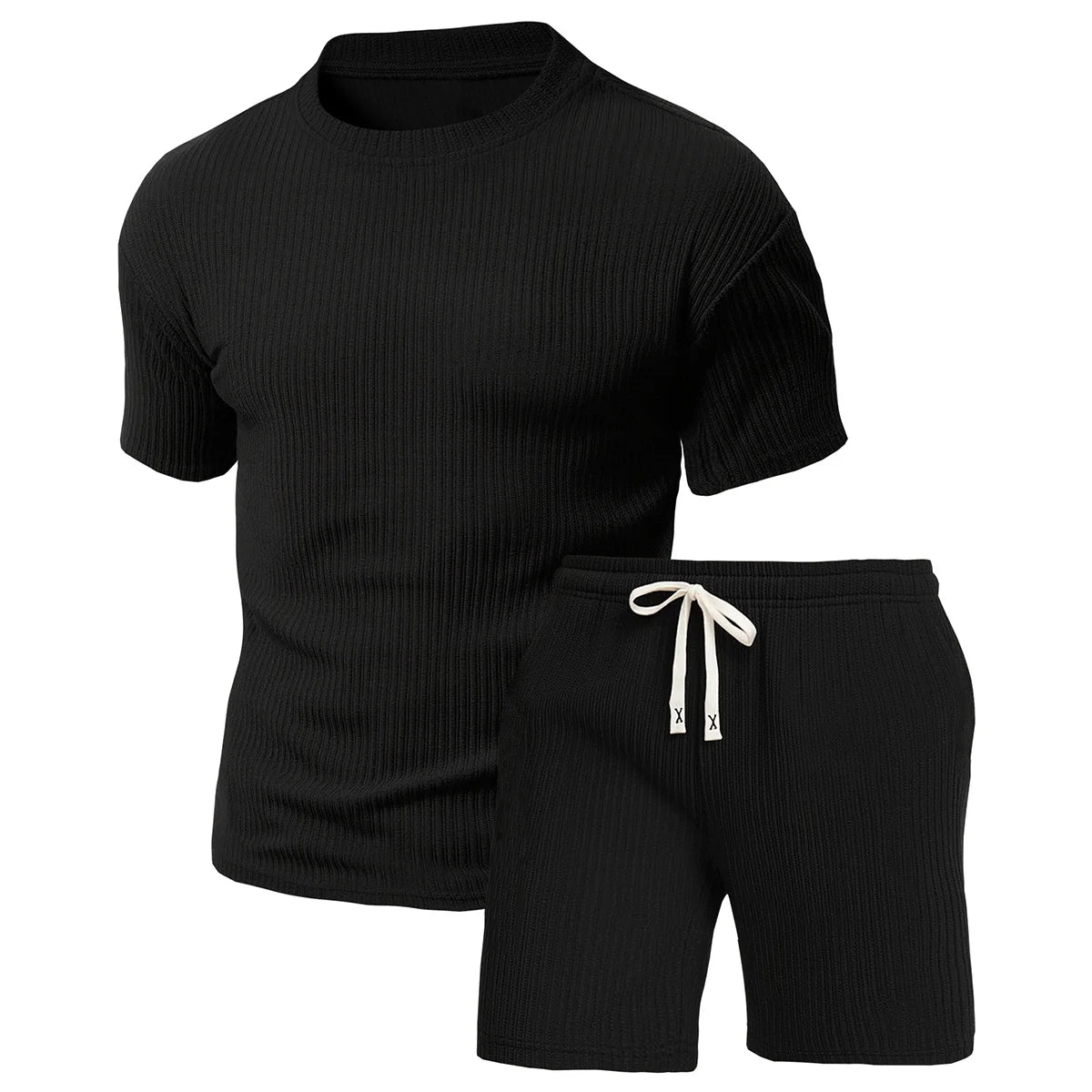 Breathable Polyester Men Two Piece Casual Sports Shorts Set