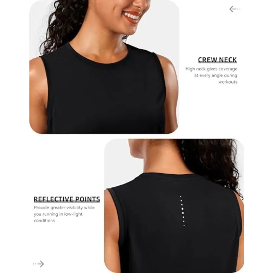 Women's Sleeveless Workout Top Lightweight High Neck Tennis Yoga Tank