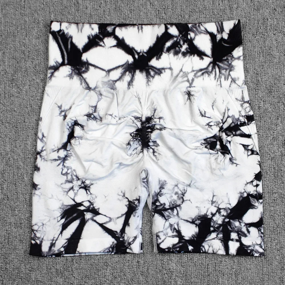 DUTRIEUX Tie-Dye Yoga Shorts for Women High Elastic Gym Workout