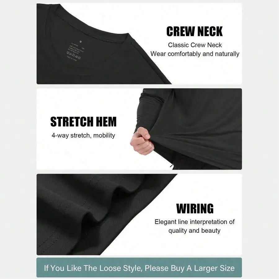 Men's Long Sleeve Performance Tees Pack Moisture Wicking UPF Sun Protection