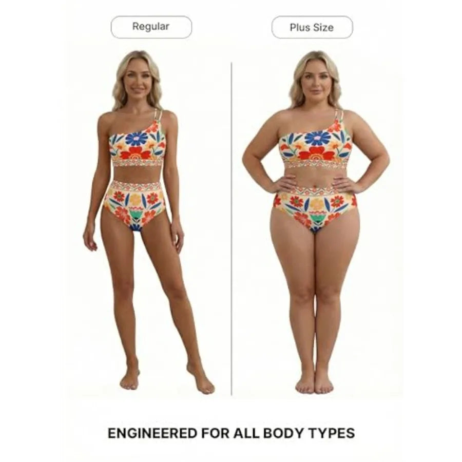Women Premium Floral Print Two Piece Bikini Set Elegant Design