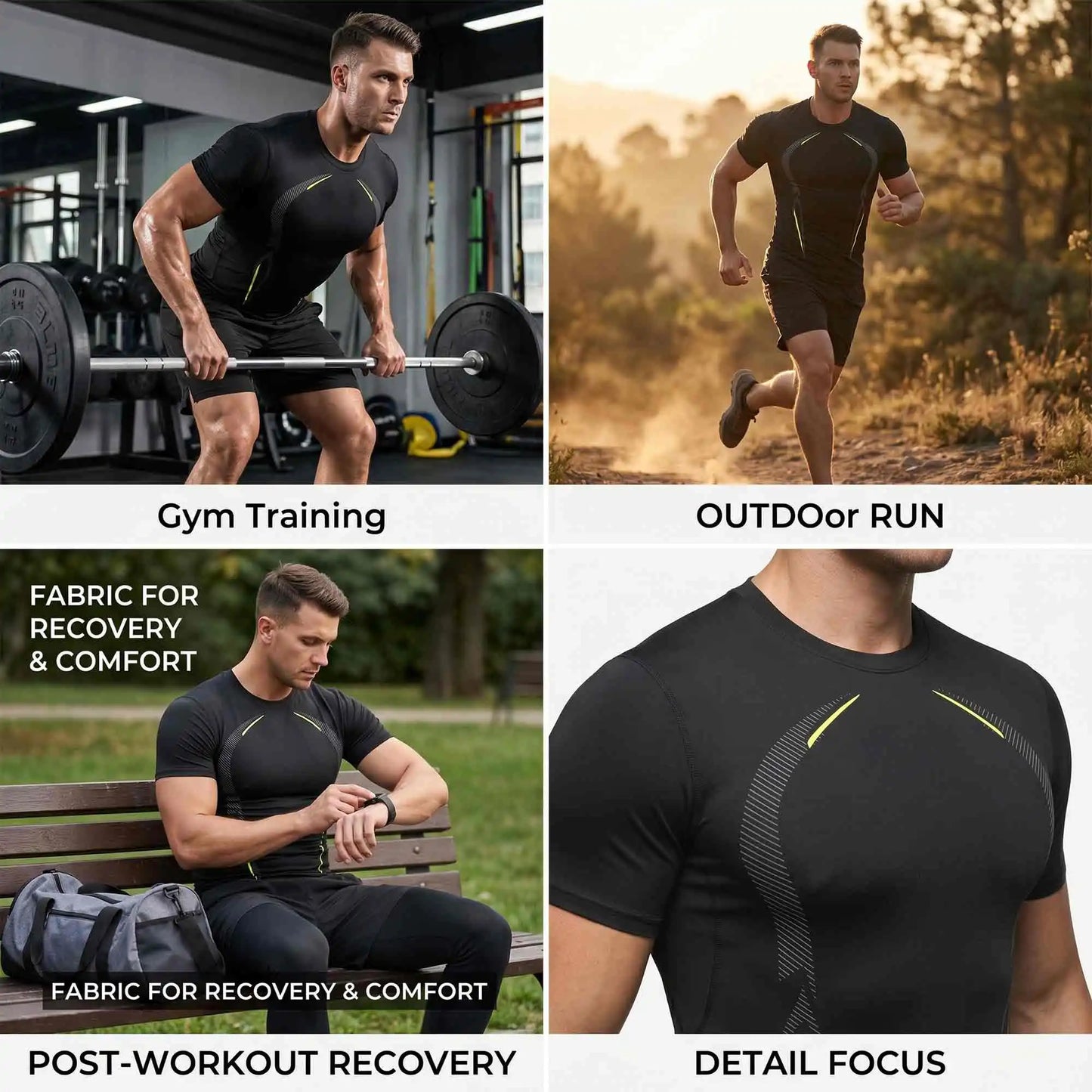 Mens Compression Short Sleeve Base Layer Shirts Moisture Wicking Athletic