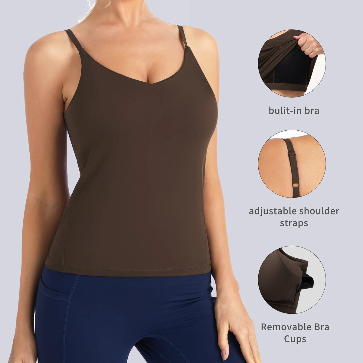 The Gym People Women's Longline Racerback Padded Sports Bra