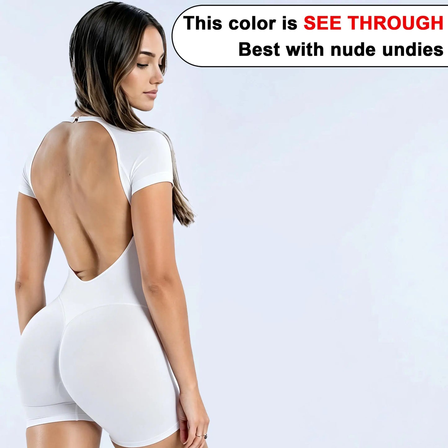 Seamless Yoga Romper Unitard Short Sleeve For Women Tummy Control
