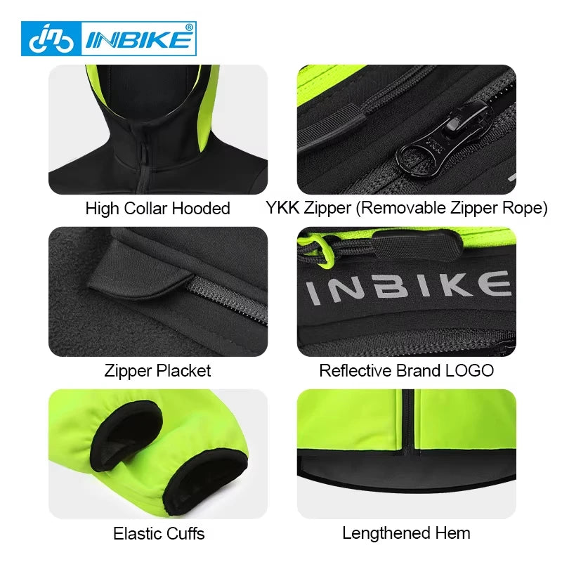 INBIKE Men's Waterproof Windproof Fleece Cycling Jacket With Pockets