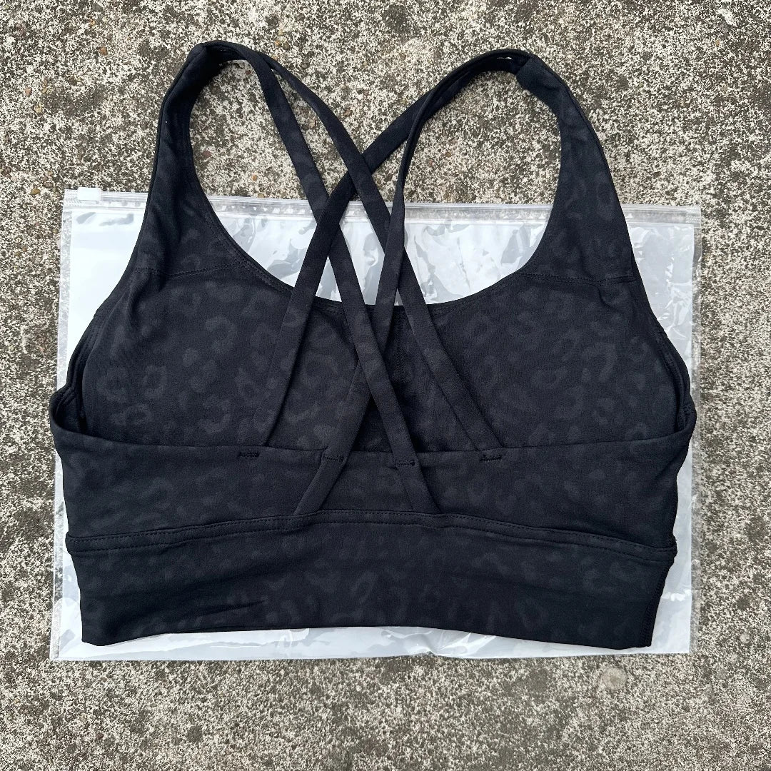 Cross Back Womens Breathable Fitness Bra Top With Chest Pad Nylon