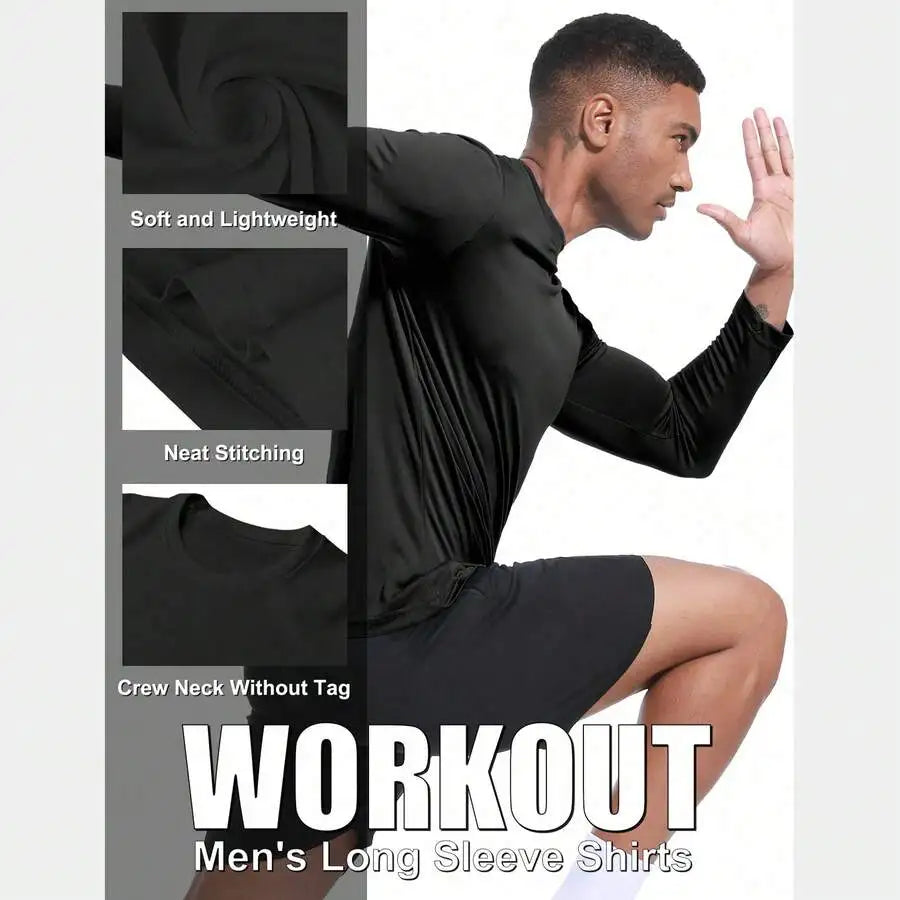 Men's Long Sleeve Performance Tees Pack Moisture Wicking UPF Sun Protection