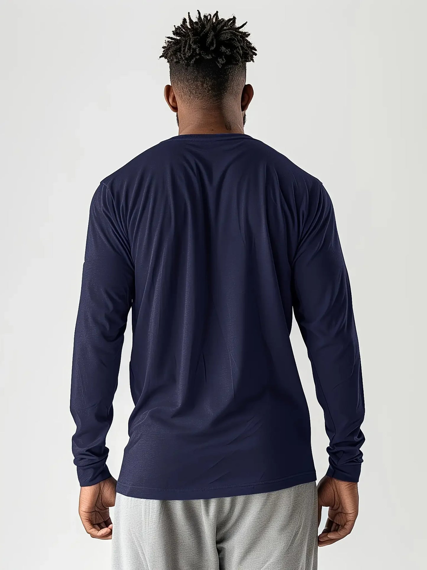 Winthunder Men's Solid Round Neck Long Sleeve T Shirts