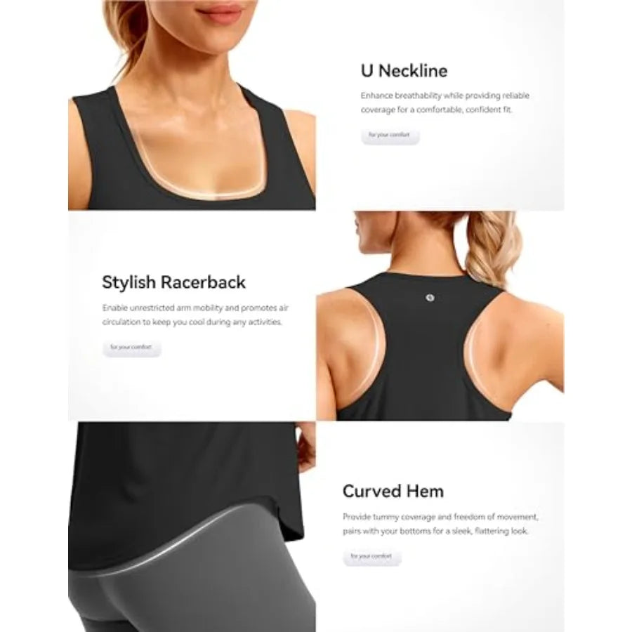 SANTINY Women's Racerback Workout Tank Top For Gym Yoga