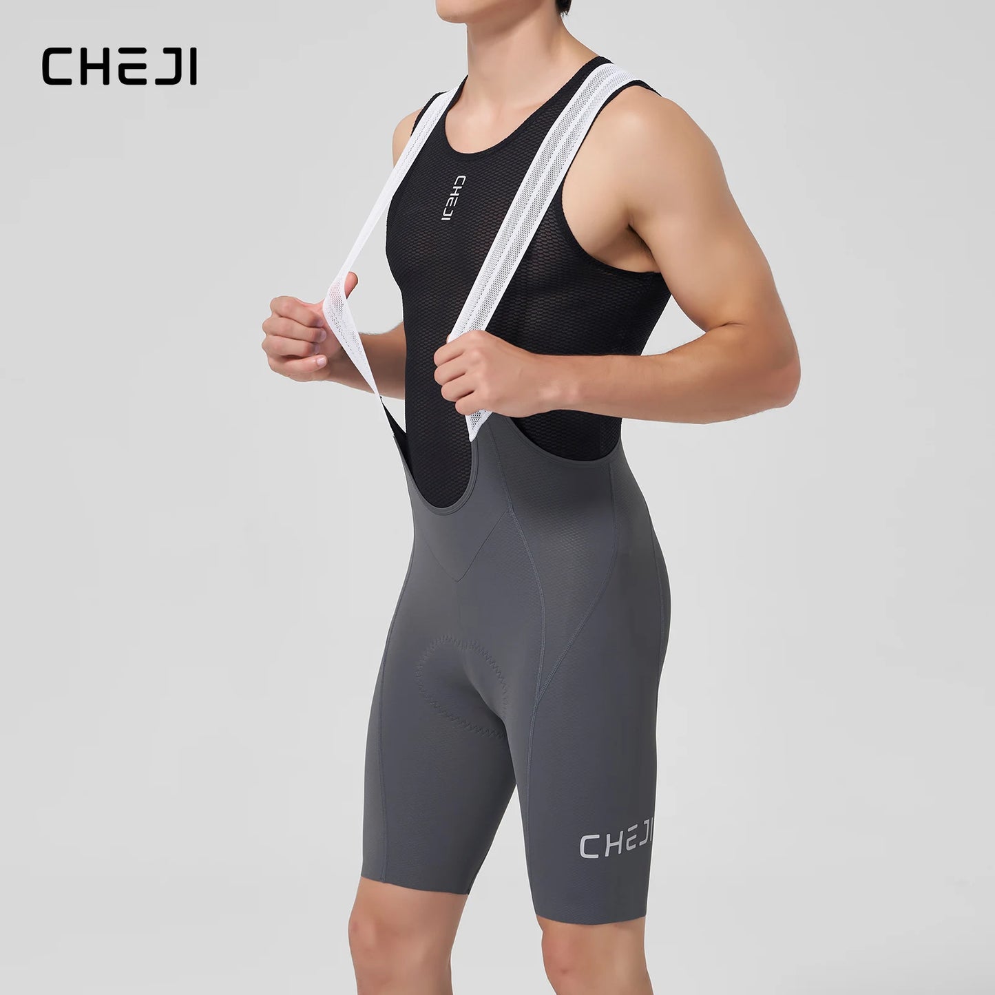 Cheji Mens Cycling Bib Shorts Breathable Seamless Comfort Quick Drying