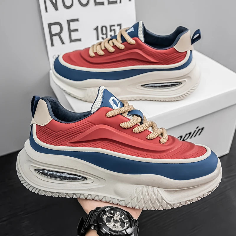 Men's Leather Waterproof Sports Shoes With Height Increasing Insole