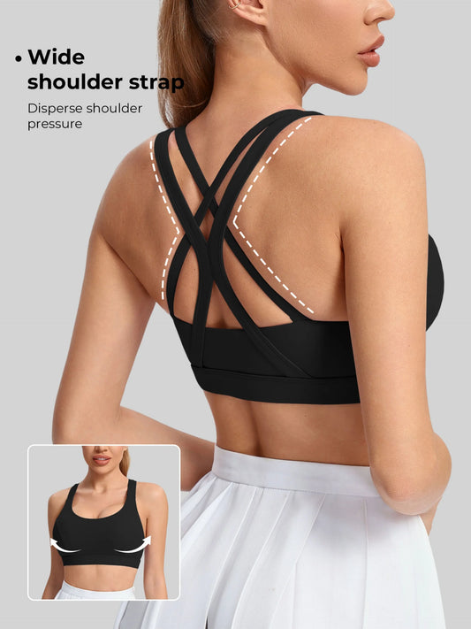 Women's Yoga Sports Bra Breathable Nylon Blend With Strappy Back