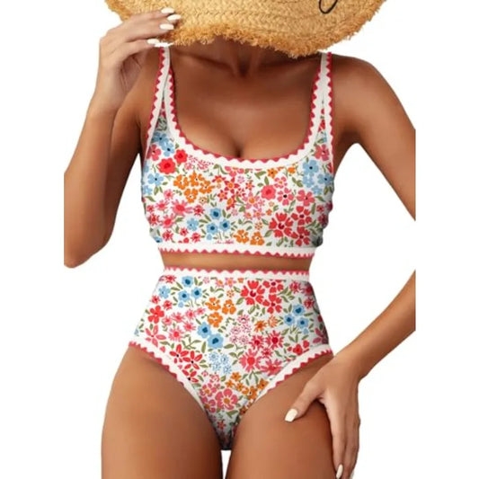 Women's Floral Print Bikini Set High Waisted Two Piece Swimsuit