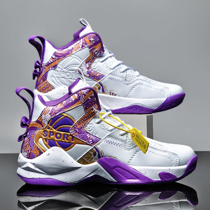 Yuyin Men High Top Basketball Shoes Breathable Athletic Sneakers