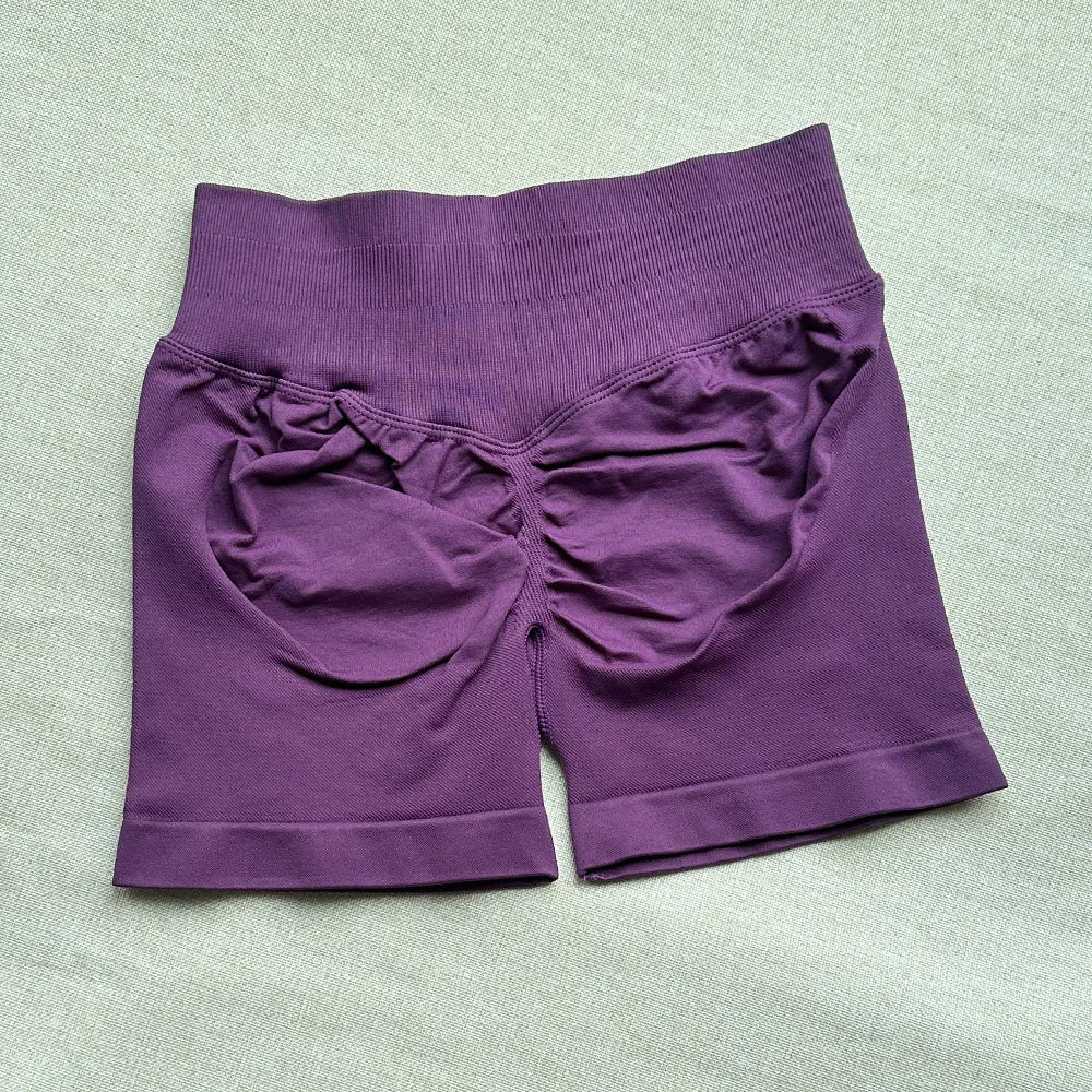 Seamless Yoga Shorts For Women Low Waist Triple Panel Waistband