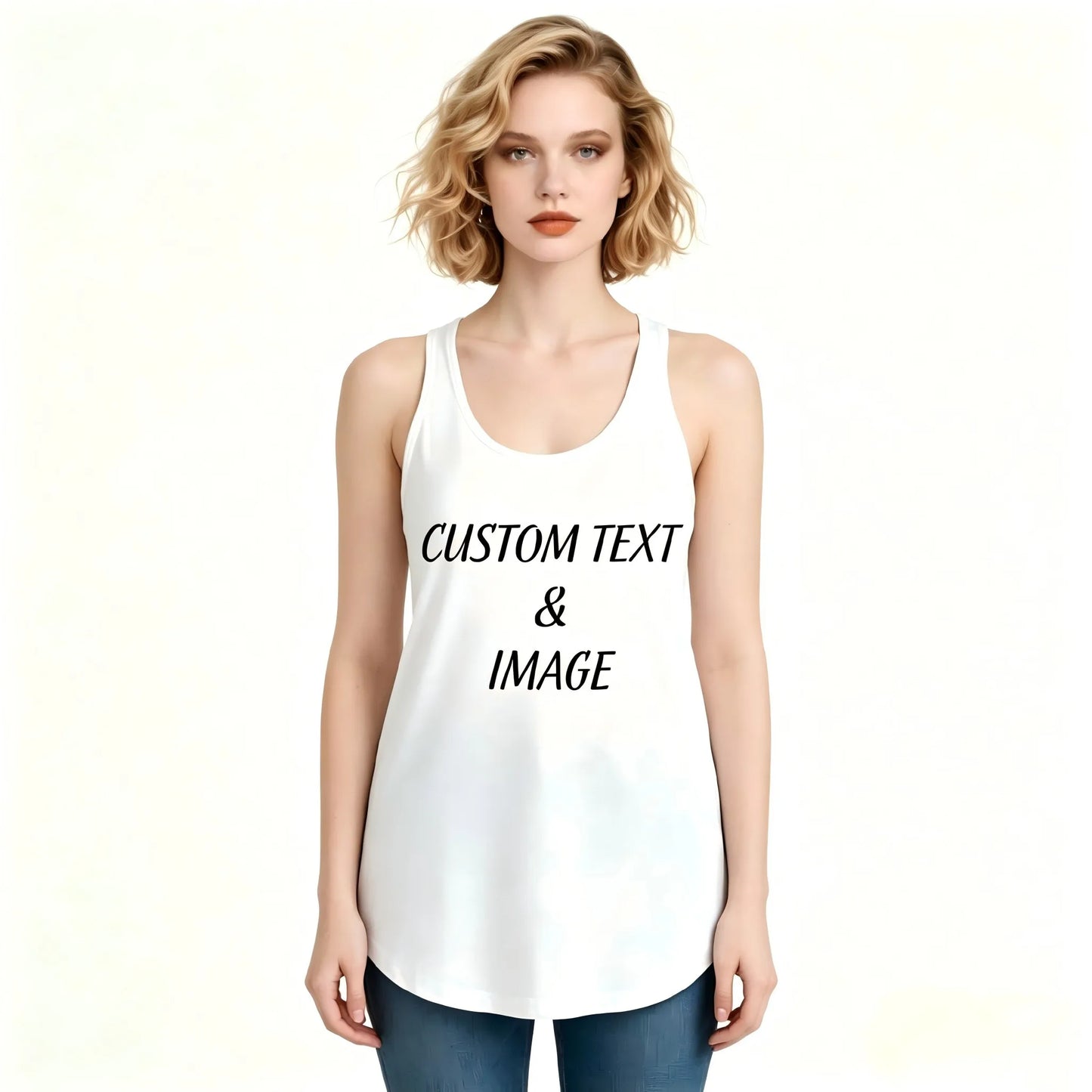 Custom Text Racerback Tank Top for Women Personalize Your Own