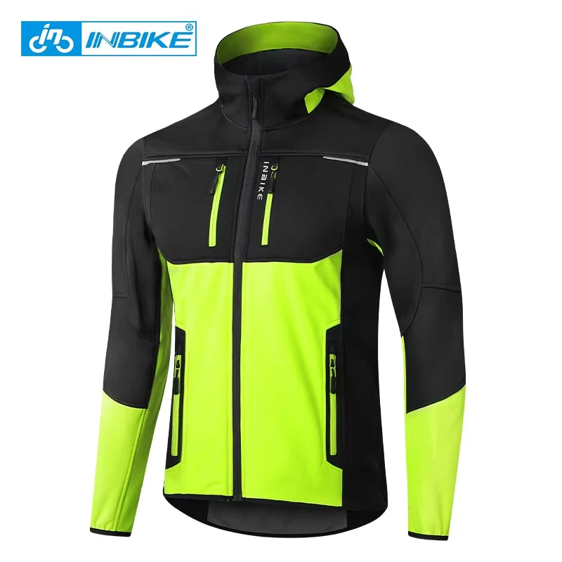 INBIKE Men's Waterproof Windproof Fleece Cycling Jacket With Pockets