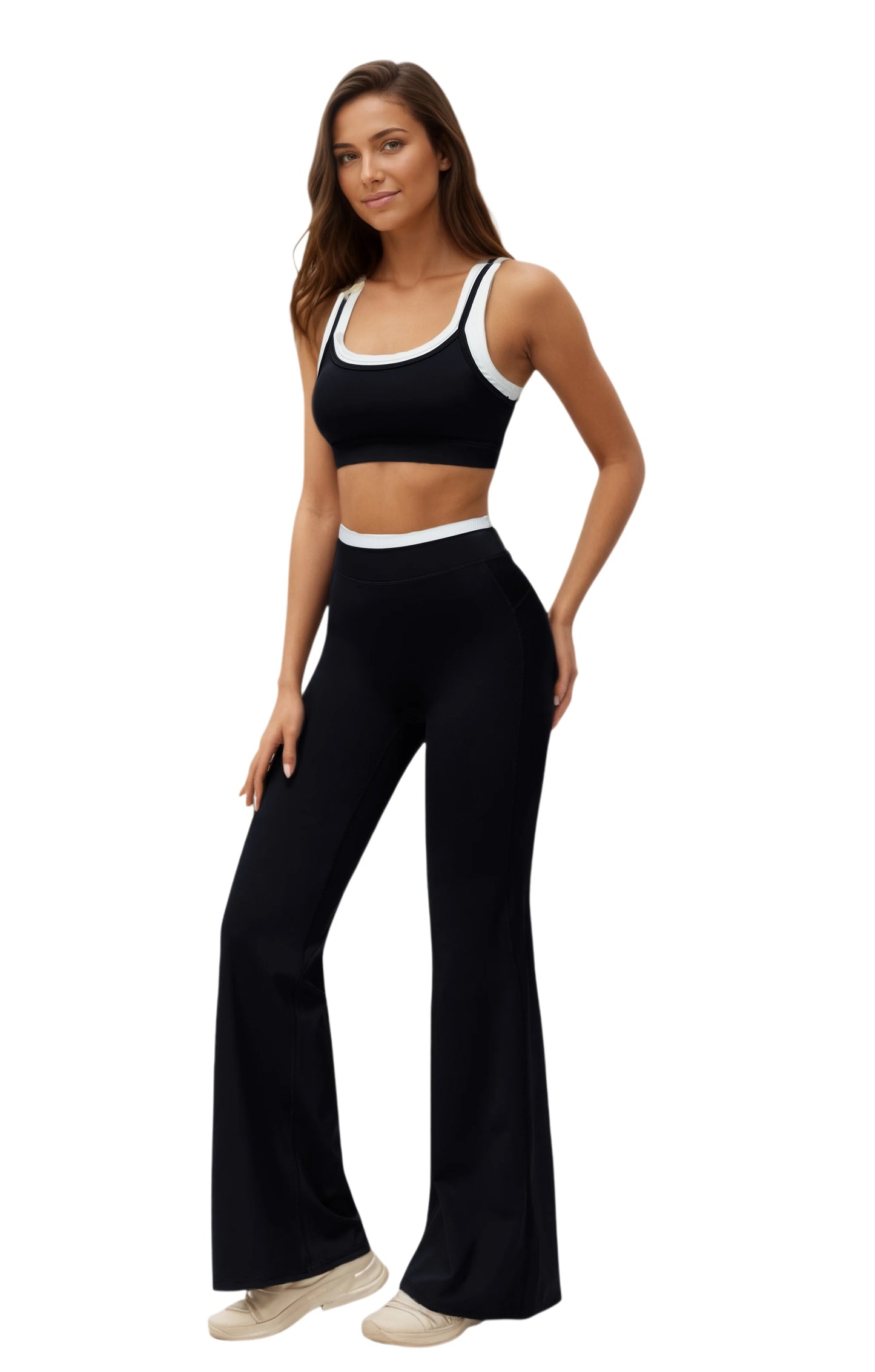 Airila Women's Yoga Set Color Block High Waisted Crop Top