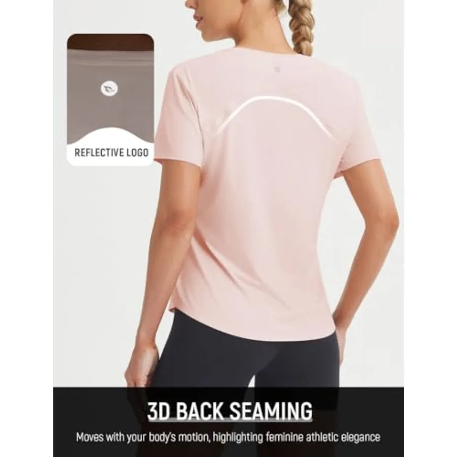 Ice Cooling Short Sleeve Workout Top Women UPF 50 Plus