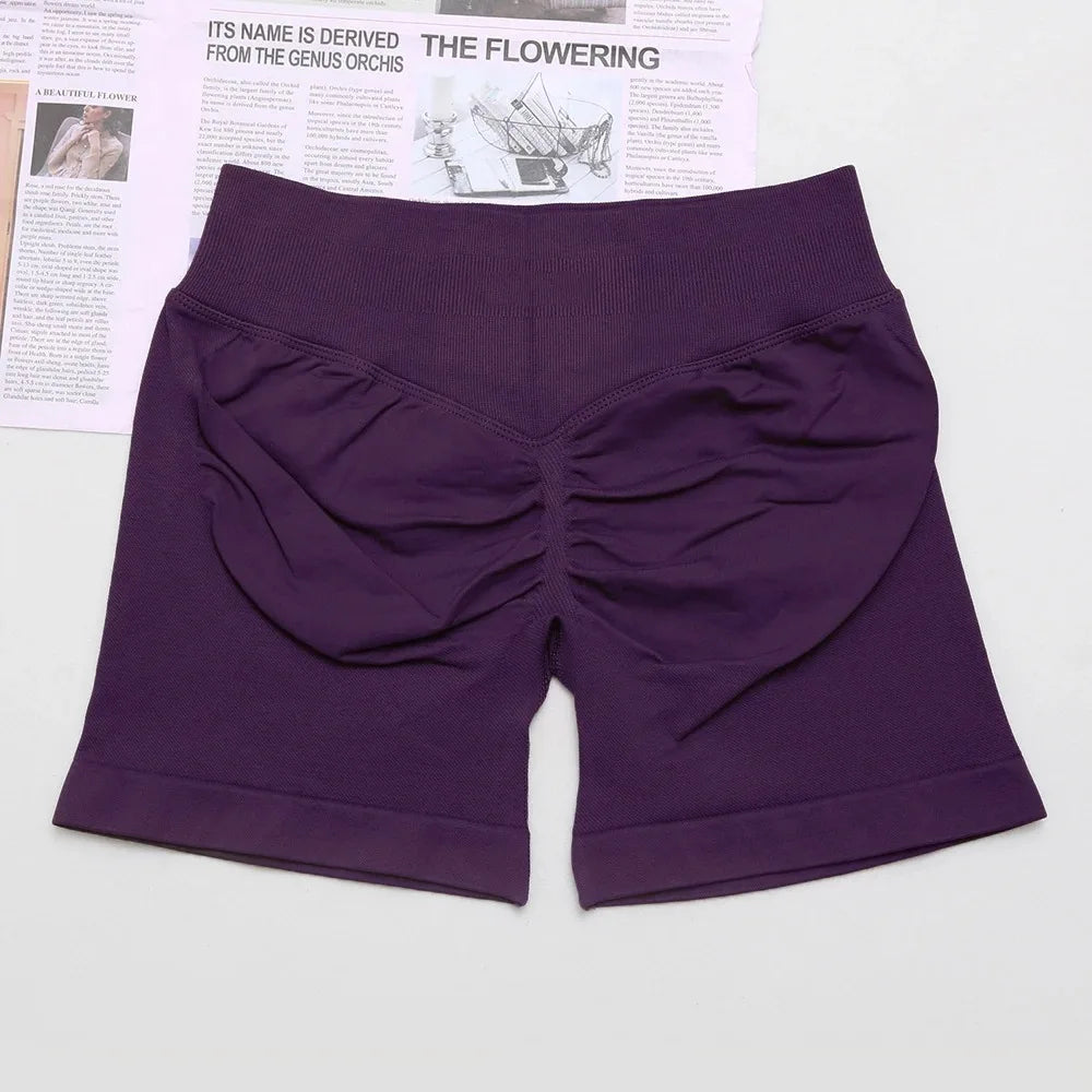 Seamless Yoga Shorts For Women Low Waist Triple Panel Waistband