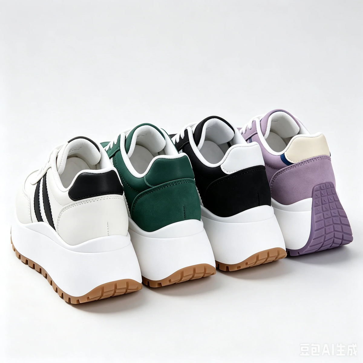 Women's Lace Up Platform Walking Sneakers Non Slip Rubber Sole