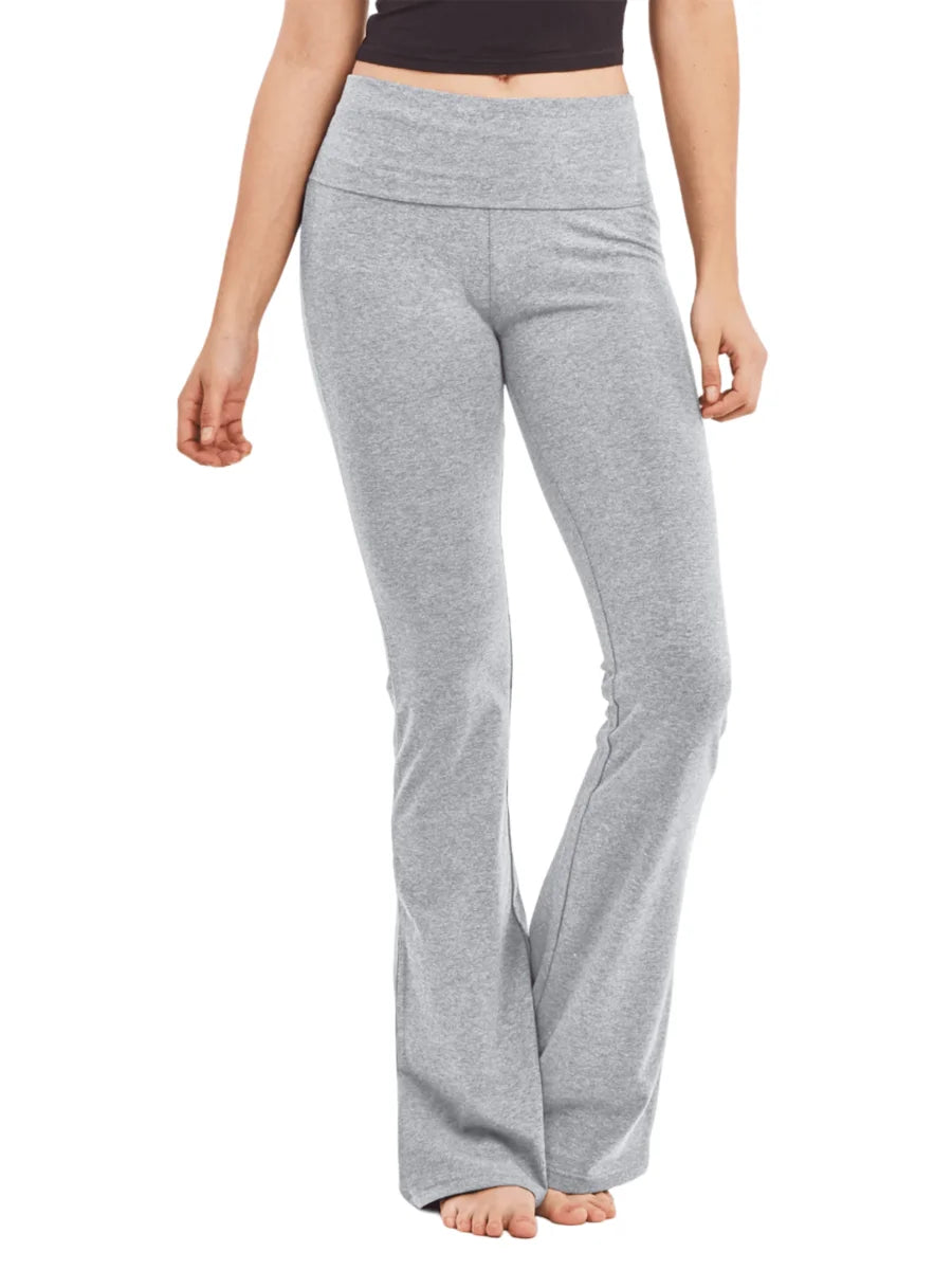Womens High Waist Flare Yoga Pants Cotton Spandex Comfort